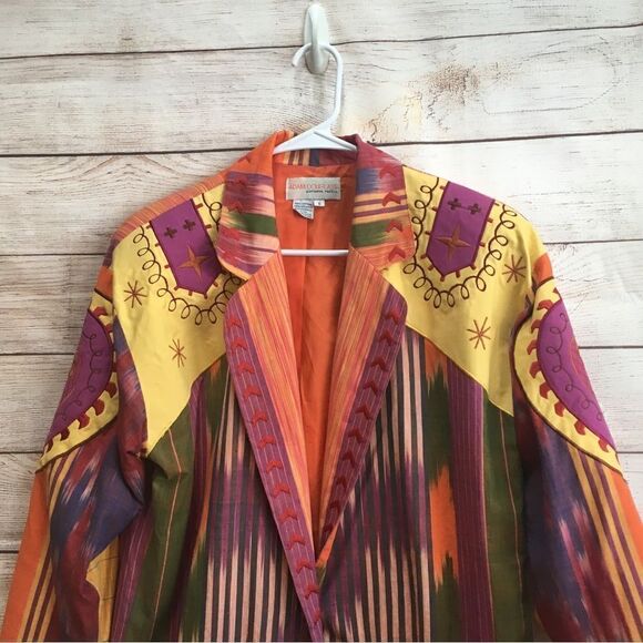 ADAM DOUGLASS ADRIANNA PAPELL BOHO EMBROIDERED BLAZER‎ - Picture 2 of 14